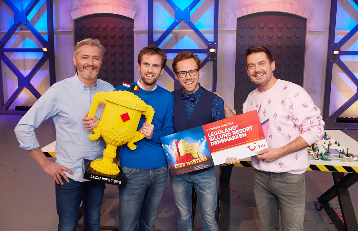 Kürt Rogiers, Roy, Thomas en Ruben Nicolai in LEGO Masters - © DPG Media